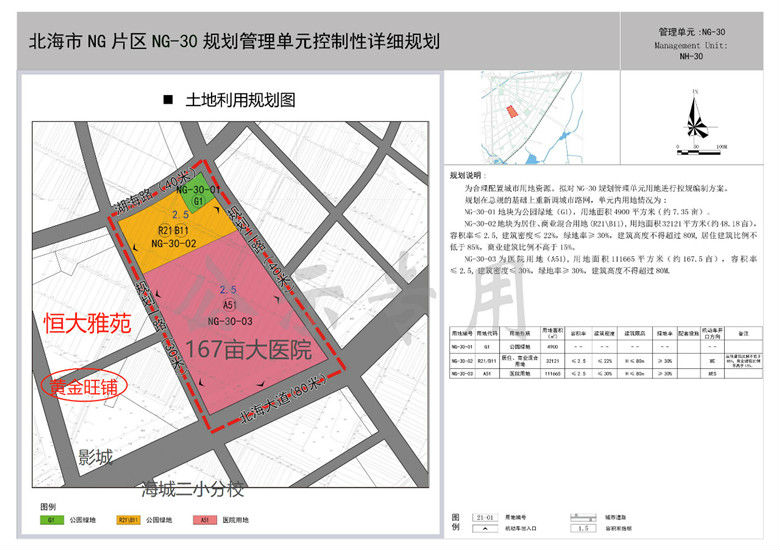 （新规划医院用地位置图（来源北海市规划局））