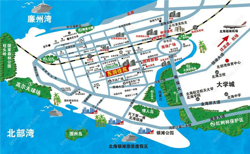 万达广场,北海新城吾悦广场和新大润发和佳广场均在项目辐射范围内